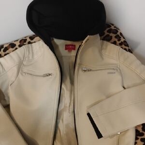 Guess Beige Jacket with Black Hood